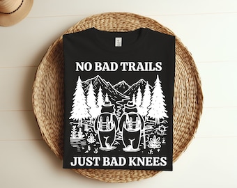 No Bad Trails Just Bad Knees Retro Hiking Bears Funny Vintage Retro T-shirt, Gift For Trekking Hikers, Outdoors Camping Camper Hike Lovers,