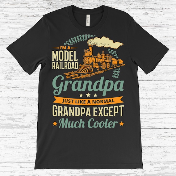I'm A Model Railroad Grandpa Train Railroad Vintage T-Shirt, Old Retro Big Model Locomotive Gifts, Dad Father's Day Funny Engineer Trains,