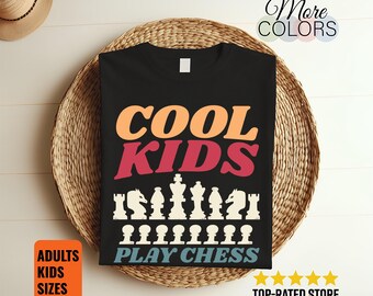 Cool Kids Play Chess T-Shirt Funny Junior Champion Player Strategy Board Game Gift Tee