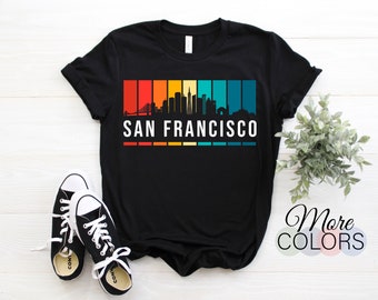 California San Francisco City Gift Golden Gate Bridge Souvenir SF T-Shirt, USA US West Coast Gifts, Travel Skyline Cityscape Vintage Design,