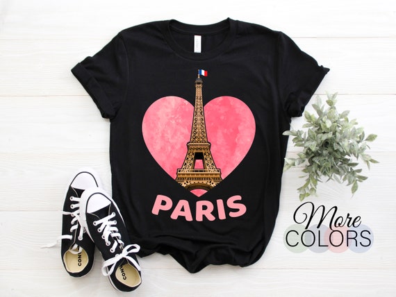 I Love Paris Eiffel Heart France T-shirt - Etsy