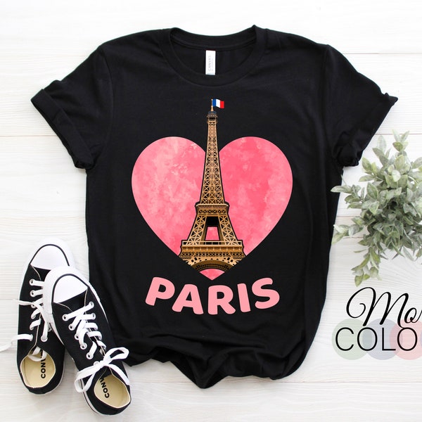 I Love Paris City Eiffel Tower Heart France T-Shirt French Souvenir Unique Gift, Beautiful Holiday Bonjour Travel, Birthday Present Costume,