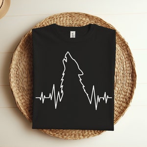 Wolf Howling Pulse Heartbeat Wolves Gift Costume T-Shirt, Animals Wildlife Lover Shirt, Grey Wolf Birthday Present Boys Girls Kids Adults,