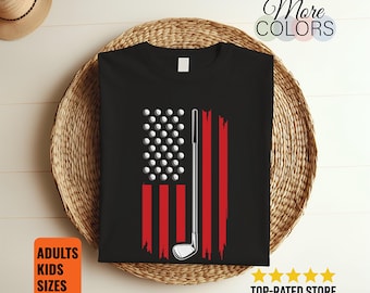Patriotic Golf T-Shirt American Flag Golfer Tee USA Golf Club Gift Independence Day Sport Player Apparel Graphic