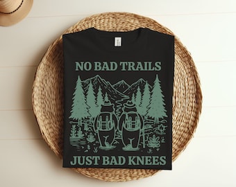 No Bad Trails Just Bad Knees Retro Hiking Bears Funny Vintage Retro T-shirt, Gift For Trekking Hikers, Outdoors Camping Camper Hike Lovers,