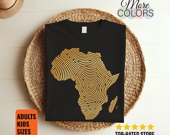 Africa Fingerprint T-Shirt, African Roots Graphic, Heritage Pride Tee, Continent Map Print, Cultural Identity, Family Reunion Gift, Birthday