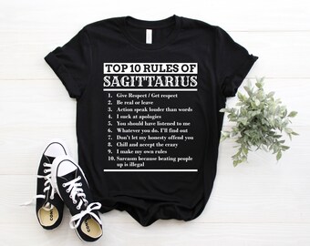 Sagittarius Traits Horoscope Zodiac Sign T-Shirt, Cute Sagittarius Gift Tees, Sagittarius Girl, Funny Rules of Sagittarius, Birthday Present