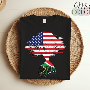 American Flag South African Roots South Africa Flag Gift T-Shirt, South Africans Gifts, South African Gifts, South African Birthday Present,