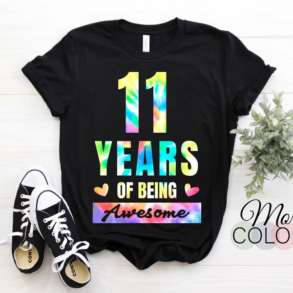 11 ans d’être génial Tie-Dye Onze ans T-Shirt, C’est mon 11ème anniversaire Cadeau Tie Dye, Cadeau Enfants Fille Fils Garçons Filles