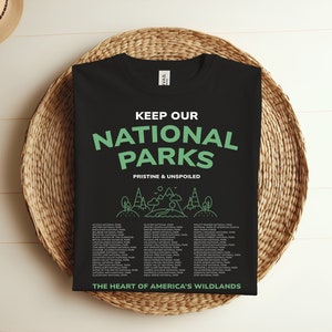 National Park Keep Our Checklist Bucket List T-Shirt, Geschenk Vintage Retro Tee, Alle National Parks USA US Camping Wandern Outdoor Liebhaber Shirt,