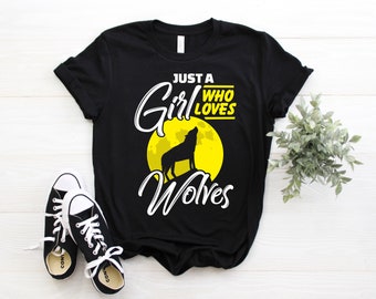 Solo una chica que ama la camiseta de mujeres lobo, camisa de lobo, camiseta de lobo, camiseta de lobo, camiseta de lobo, camiseta de lobo, camiseta de lobo, camiseta de lobo, regalo de lobo,