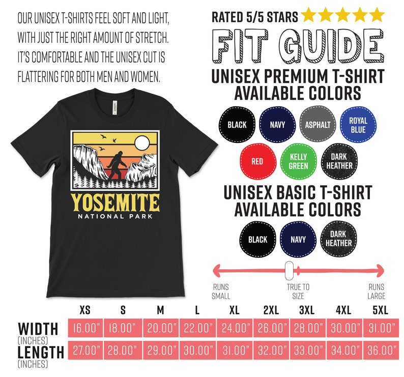 Yosemite National Park US T-Shirt, Bigfoot Sasquatch Yeti USA California Parks Lover Gift, Camping Hiking Travel Souvenirs, Birthday Present image 2