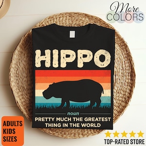 Grappige nijlpaard definitie nijlpaard vintage retro T-shirt, schattig nijlpaard kostuum cadeau, Afrikaanse dierenliefhebber, dierentuinreis verjaardagsfeestje