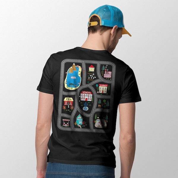 Play Cars On Dad's Back Mat Road Car Race Track T-Shirt, Dad Mom Father's Day Family Gift, Playmat Massage TShirt, Daddy's Birthday Present,