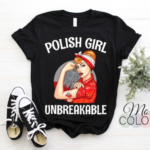 Ragazza polacca T-Shirt infrangibile Heritage Poland Flag Gift, Cool Gift Idea per le donne Mamma Moglie, Grande regalo per la nonna, Magliette per la festa della mamma,