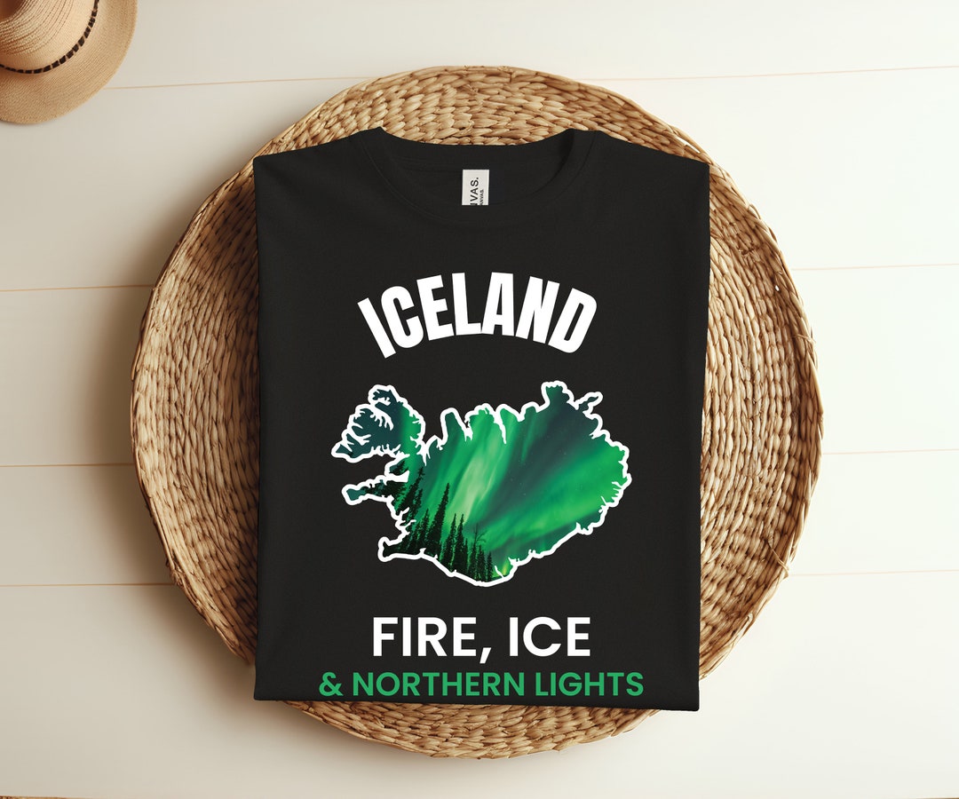 Northern Light Aurora Iceland Map Tshirt, Perfect Gift Tshirt