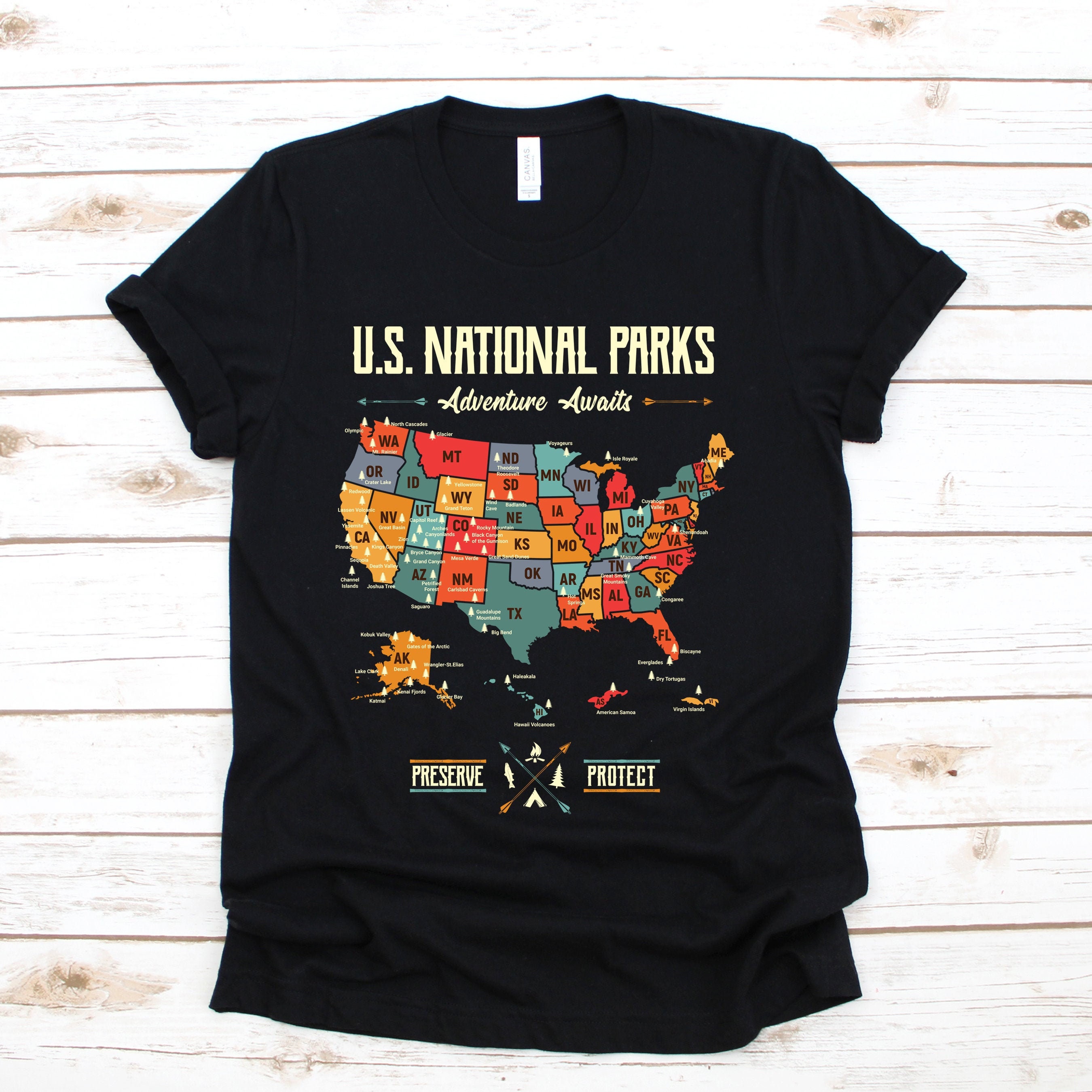 Us National Parks Map T-Shirt Us National Parks Map T-Shirt