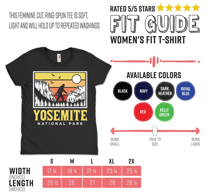 Yosemite National Park US T-Shirt, Bigfoot Sasquatch Yeti USA California Parks Lover Gift, Camping Hiking Travel Souvenirs, Birthday Present image 3