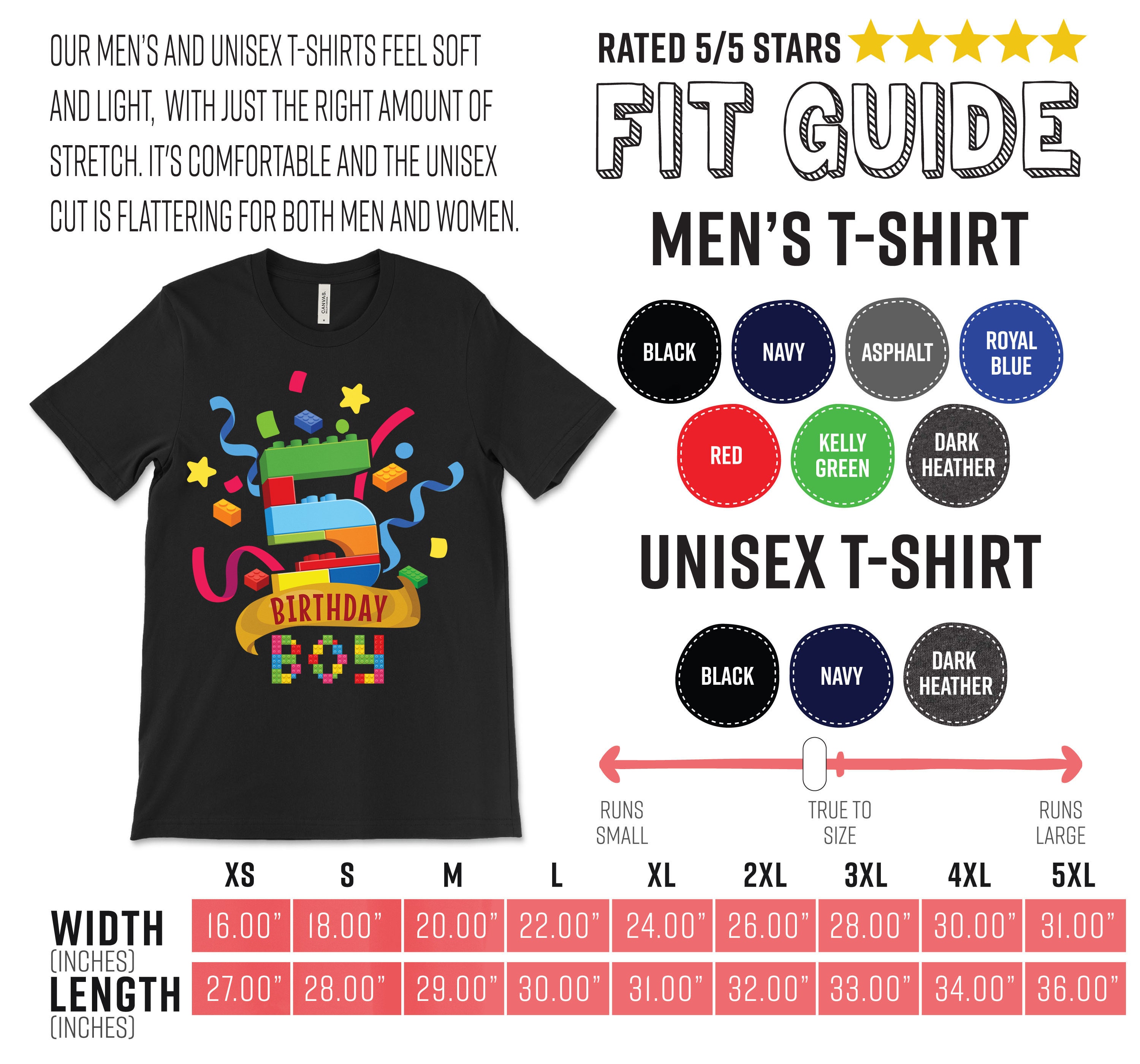 Master Builder 5th Birthday T-Shirt - Building Bricks Design For 5 Year Old Boys & Girls