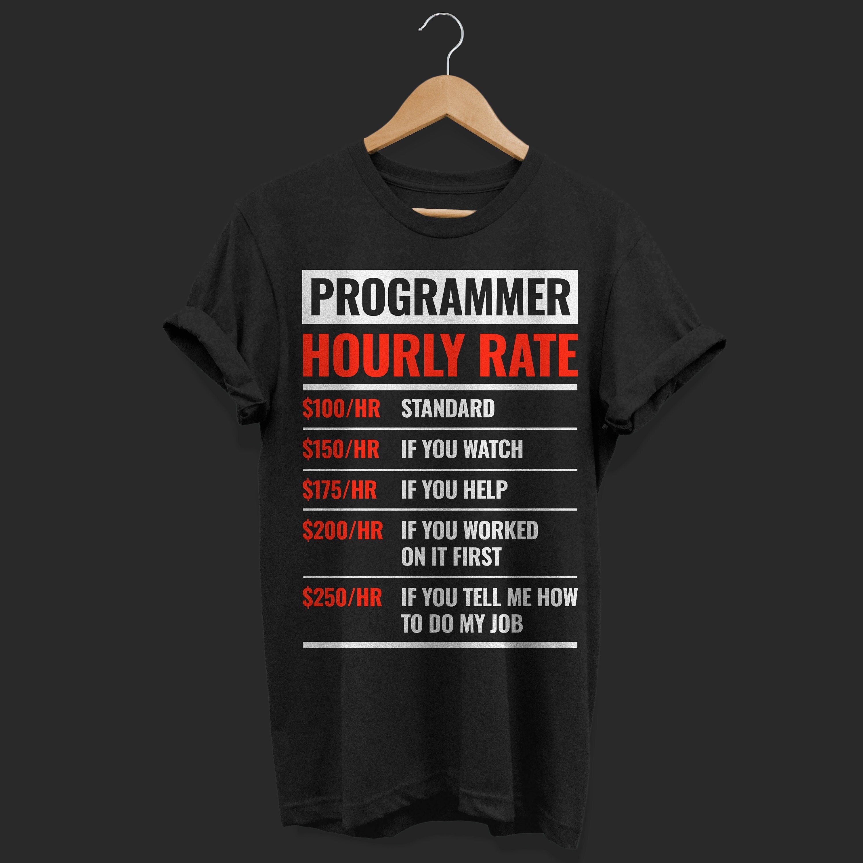 Sydøst i stedet værdi Programmer Hourly Rate Programming Coding Funny T-shirt Web - Etsy New  Zealand