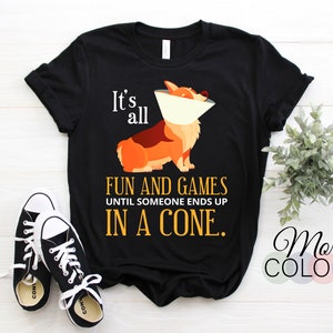 É tudo diversão e jogos até que alguém acabe em um cone Camiseta do futuro veterinário, presente para amantes de animais, presente para veterinário, médicos veterinários,