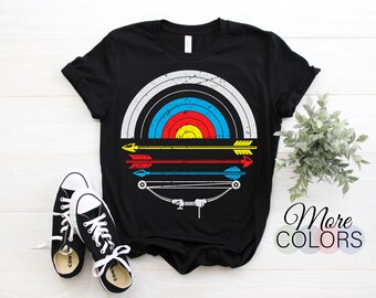 Archery Target Arrows Archer Gift Outfit, Arrow Bow Sport Lover Present T-Shirt, Boys Girls Bowman, Shooting Competition Team Dad Mom Family
