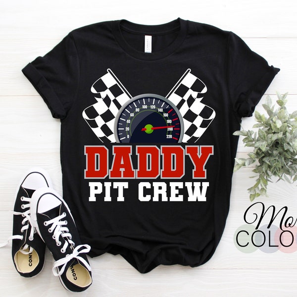 Daddy Pit Crew Racing Car Lover Gift Dad T-Shirt, Hosting Race Cars Birthday Party Costume Present, Christmas Dads, Sports Drag Track Racer,