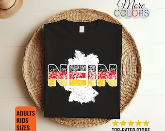 Nein Funny German No T-Shirt – Germany Flag Souvenir Tee Gift for Oktoberfest, Beer Lovers, Bavarian Pride, Travel, Cultural Humor Shirt