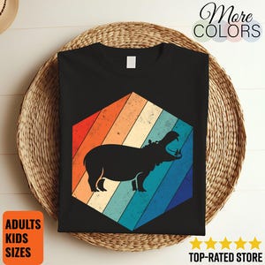 Nijlpaard vintage retro nijlpaard T-shirt, schattig nijlpaard kostuum cadeau, grappige Afrikaanse dierenliefhebber, dierentuinreis, verjaardagsfeestje, cadeau