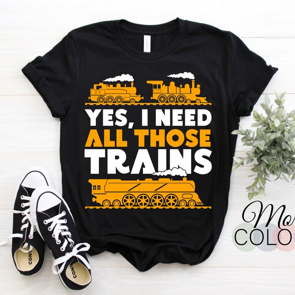 Sí, necesito todos esos trenes Camiseta Modelo Ferrocarril Tren Ferrocarril Vintage Retro Antiguo Retro Locomotora grande Regalos Niños Niñas Papá Abuelo Divertido