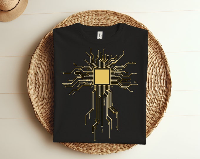 Cool Computer Geek For Men Women Youth With CPU Processor PCB Board Print Gamer Programmer T-shirt, Gamer Gift Tees, Computers Tech Lover,