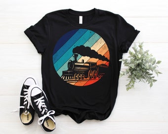 Train Railroad Vintage T-Shirt, Model Old Retro Big Model Locomotive Gifts, Funny Engineer Trains TShirt, Adult, Youth, Kids, Toddler, Tees