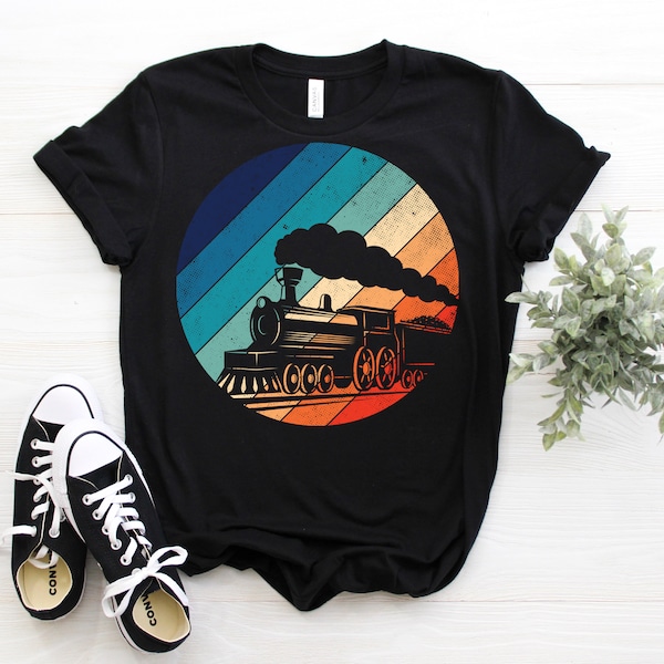 Train Railroad Vintage T-Shirt, Model Old Retro Big Model Locomotive Gifts, Funny Engineer Trains TShirt, Adult, Youth, Kids, Toddler, Tees