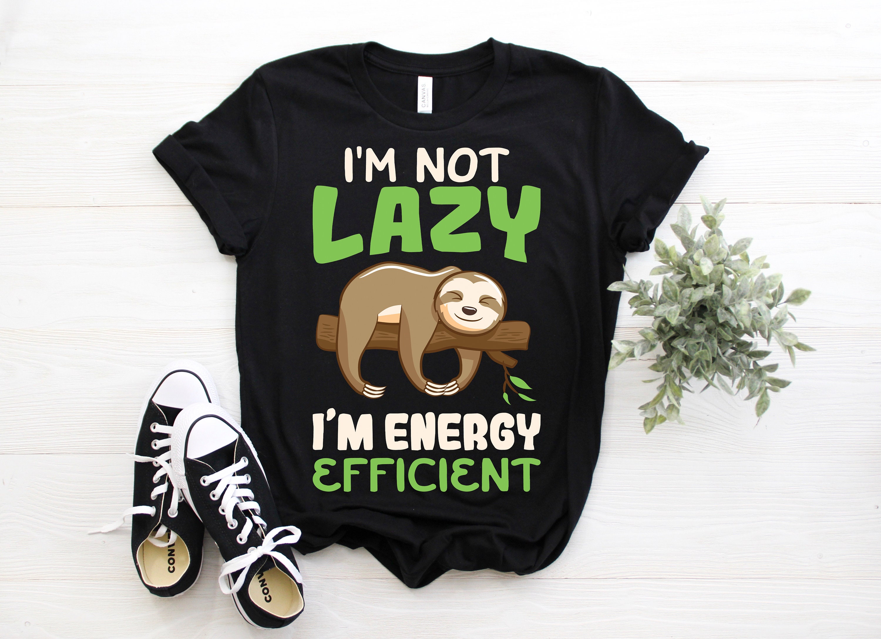 Discover I'm Not Lazy I'm Energy Efficient Sloth T-Shirt, Funny Lazy Sloth Gift Clothing, Cute Sloth Animal Tees