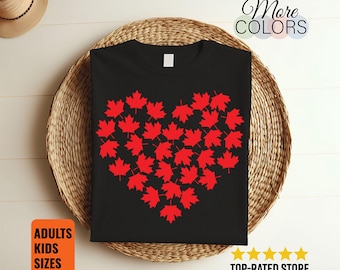 Canada Flag -shirt, I Love Canada, Love Canada t shirt, Canadian Flag Love Heart Canada Short-Sleeve Unisex T-Shirt