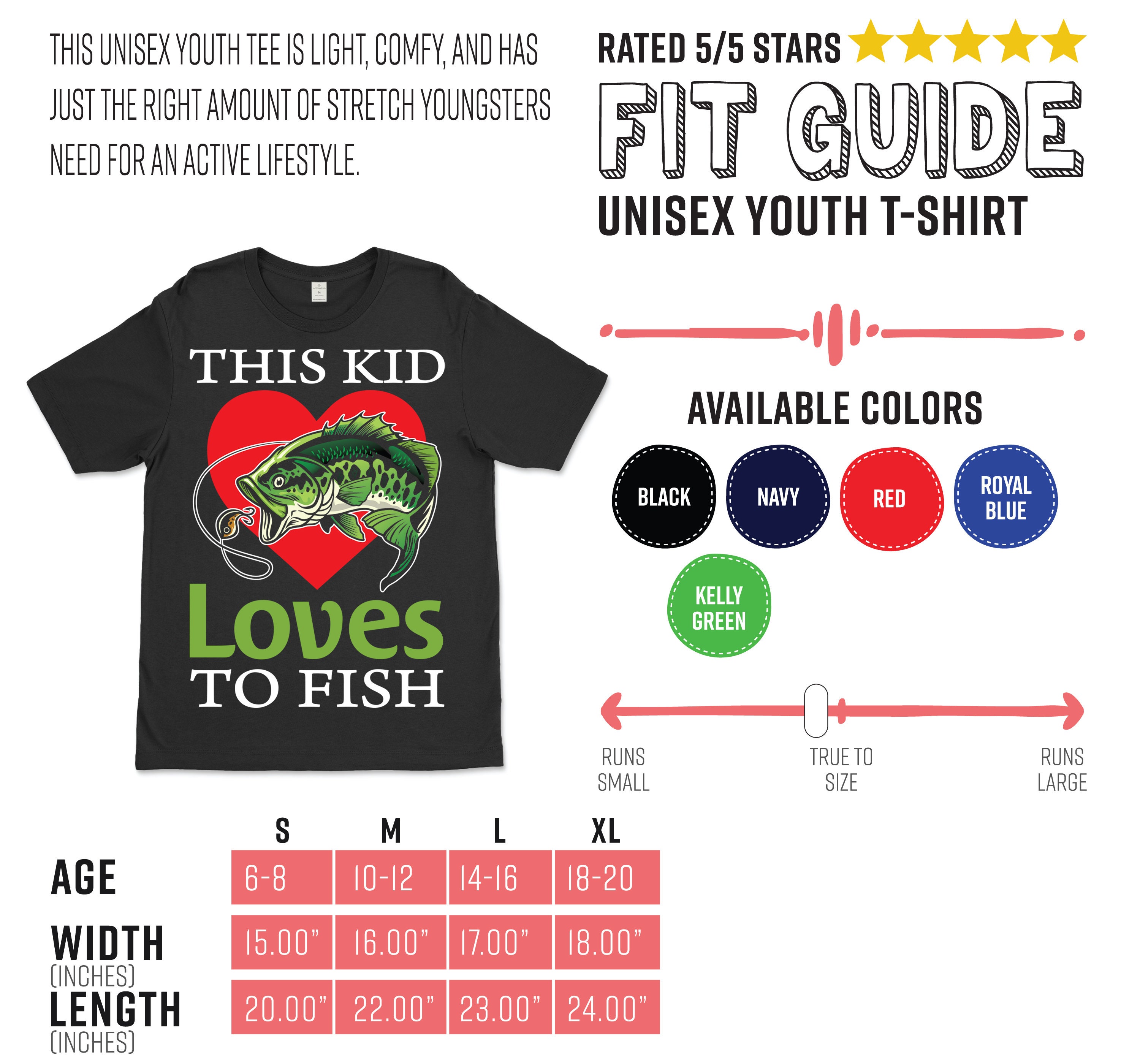 This Kid Loves Fish Fishing T-shirt, Boys Girls Fisherman Gifts