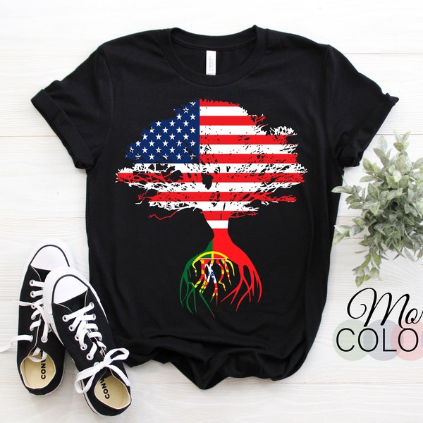 American Flag Portuguese Roots Portugal Flag T-Shirt, Portugueses, Portuguese Gifts, Portuguese Present Birthday, Portuguese Hoodie,