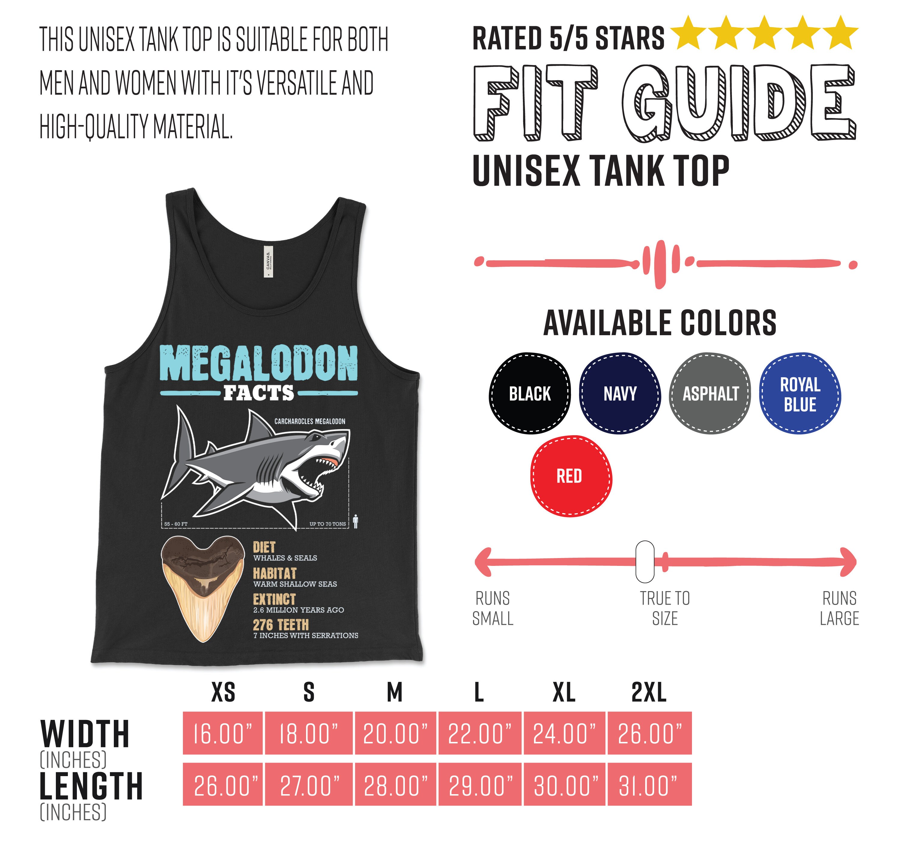 Megalodon Facts Shark Teeth T-Shirt, Sharks Lover Gift, Educational Ocean Life Study T Shirts, Trip Costume Museum, Marine Biology, Present