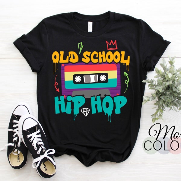 Graffiti Old School Hip Hop 80s 90s Audio Cassette Tape T-Shirt, Vintage Retro Themed Design, 60s 70s Analog Music Tapes Throwback Fashion