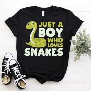 Just a Boy Who Loves Snakes T-Shirt, Funny Snake Shirts, Cute Reptiles Tee, Reptiles Lover Gift TShirt, Birthday, Boys Snake Hoodie Tank Top