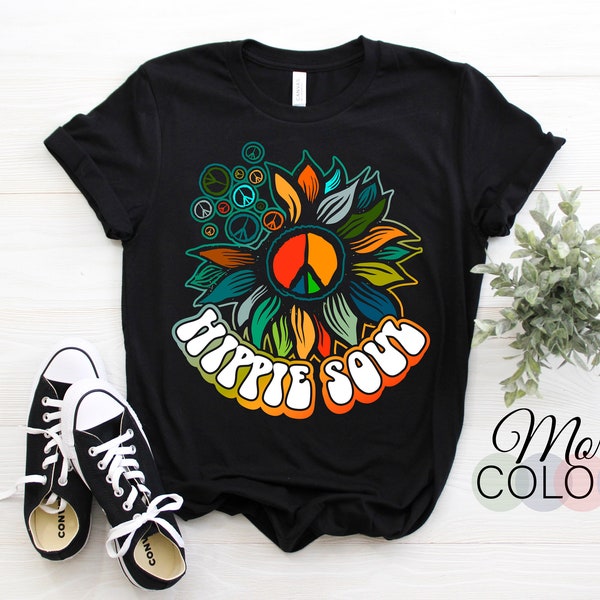 Hippie Soul Vintage Sunflower Retro Disco Costume Party Festival 70s 80s 60s Camiseta, Gypsy Love Peace, Hippy Gifts, Christmas Idea Shirt,