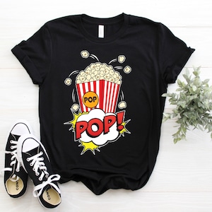Popcorn vintage Retro Funny Popcorn Lovers Gift T-Shirt, Film Fans Tee, Go To Movie Theatre Tshirt, Eat Pop Corn, Cinéma, Cadeau d’anniversaire,