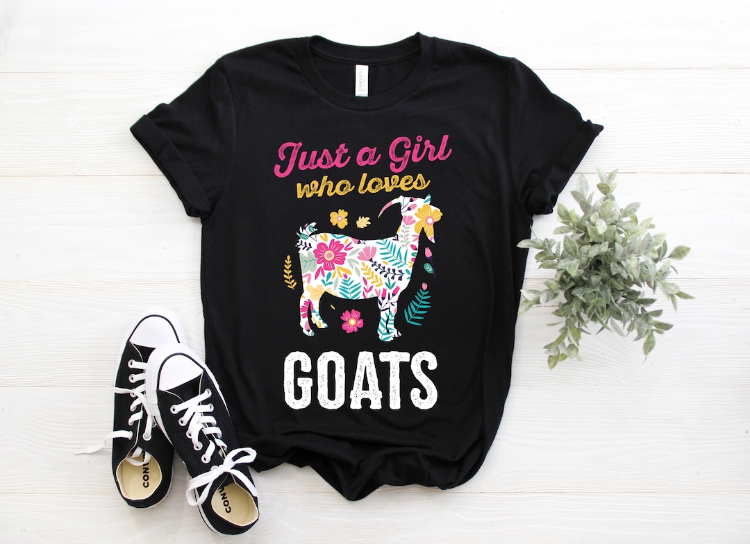 Maglietta Donna "Just A Girl Who Loves Goats" - T-shirt Casual Con Stampa Capre E Fiori