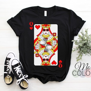 クラシックなブラックのハートの女王Tシャツ、ポーカーカジノゲーム愛好家へのギフト、トランプゲームTシャツ、誕生日プレゼントカジノナイトクールファニー、