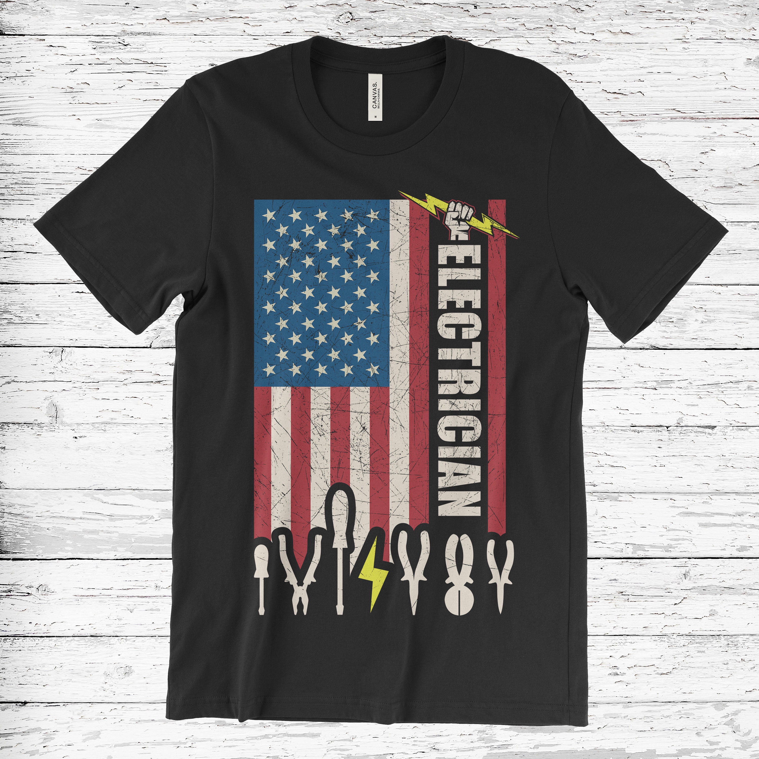 American Flag Patriotic Electrician Job 