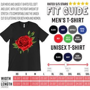 Single Red Roses Flower Of Cute Red Roses Flower Gardening T-Shirt, Gift Who Loves Pretty Floral Designs, Valentine's Day Birthday Present, image 2