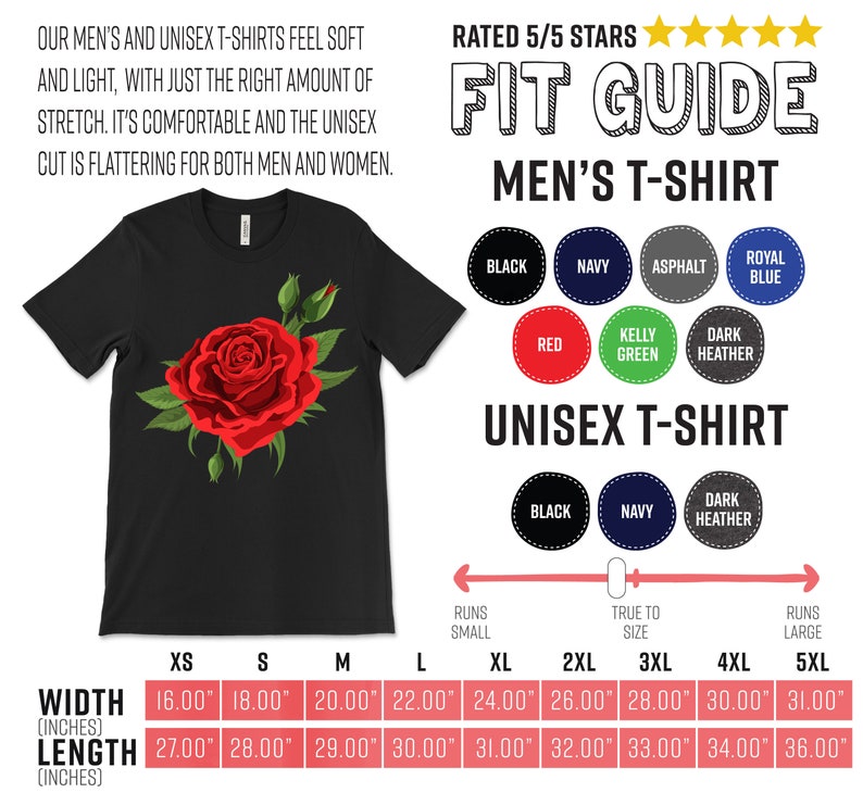 Single Red Roses Flower Of Cute Red Roses Flower Gardening T-Shirt, Gift Who Loves Pretty Floral Designs, Valentine's Day Birthday Present, image 2