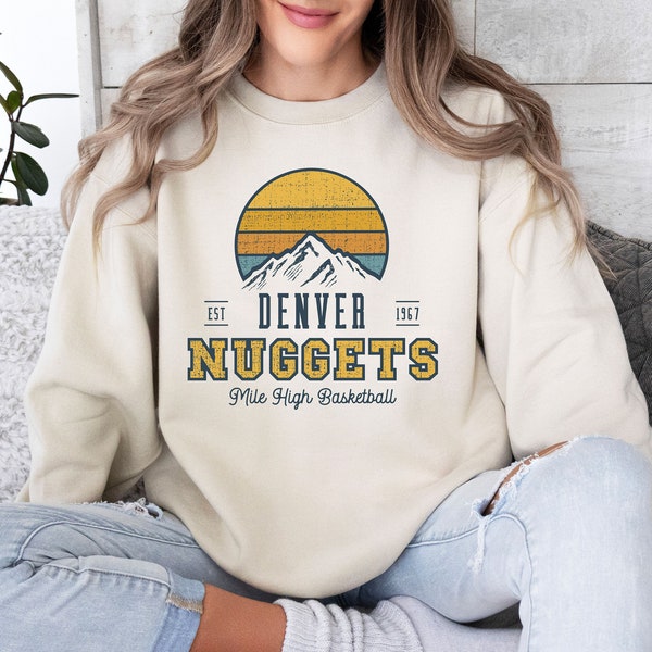 Retro Nuggets Sweater | Denver Nuggets Sweater | Colorado Sunset Design