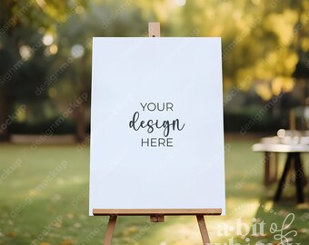 Welcome Sign Mockup, Park Like Autumn Setting, Fall Wedding, Birthday, Baby Shower, 3x4 Easel Sign, Smart Mockup, PSD Template and JPG Image