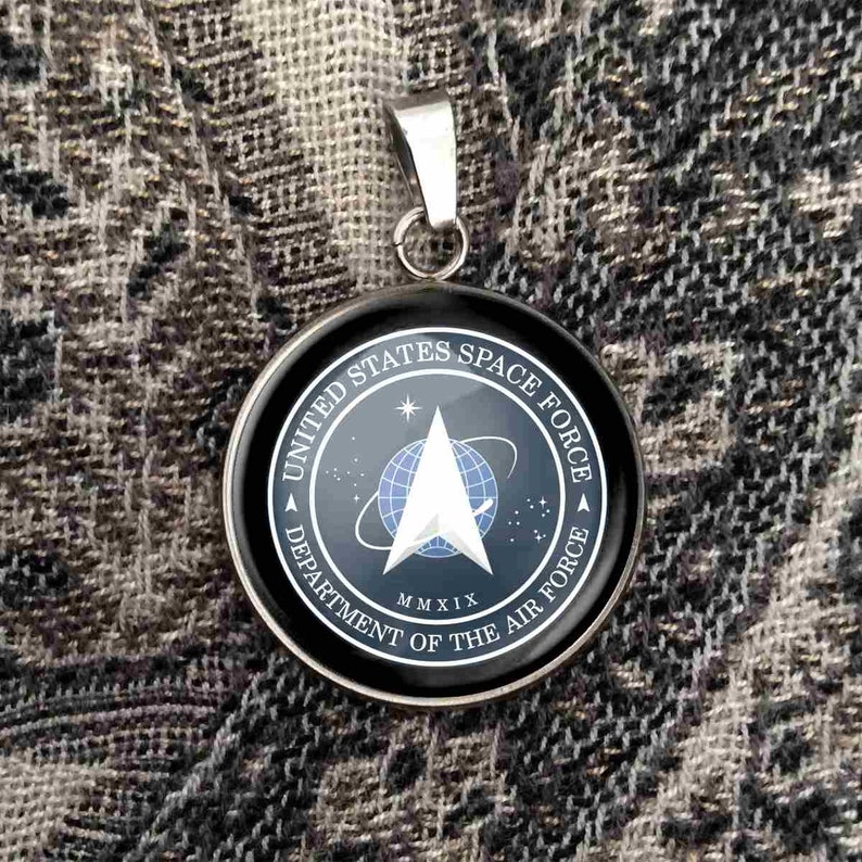 US Space Force Gift Charm Pendant Necklace Leather Cord Choker Men/'s Women/'s Unisex